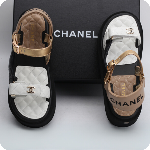Sandália Chanel Plataform Black Golden