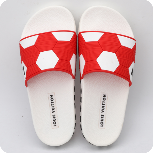 Chinelo LV Slipper White Red