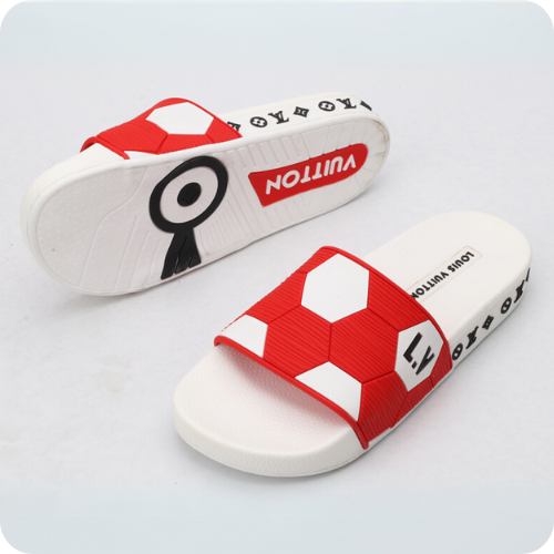 Chinelo LV Slipper White Red
