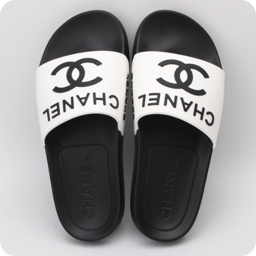 Chinelo Chanel Slipper Black White