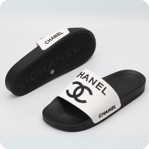 Chinelo Chanel Slipper Black White