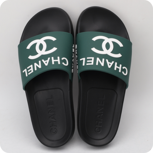 Chinelo Chanel Slipper Black Green