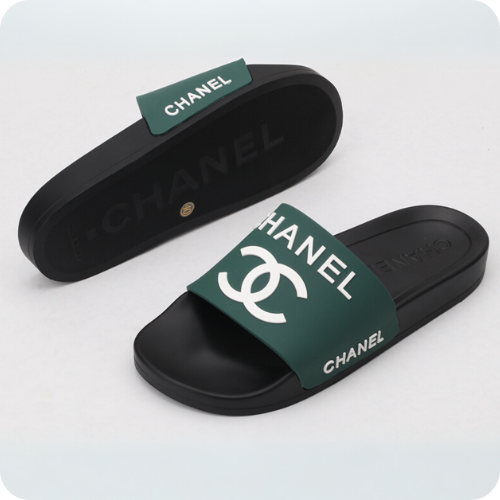 Chinelo Chanel Slipper Black Green