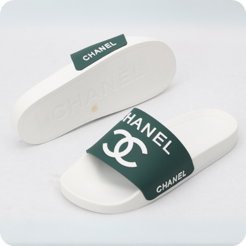 Chinelo Chanel Slipper White Green
