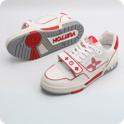Tênis LV Trainer White Red v3 Premium